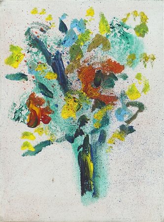 Ernesto Treccani 1920-2009 "Vaso di fiori" cm. 24x18 - olio su tela Autentica...