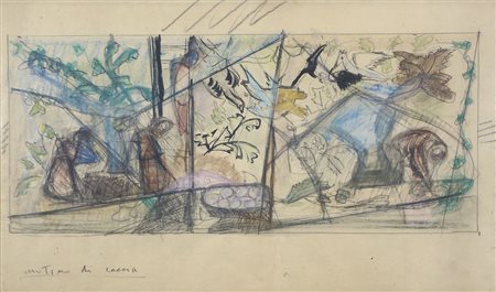 Giuseppe Santomaso Venezia 1907-1990 "Mattino di caccia" cm. 32x53 - tecnica...