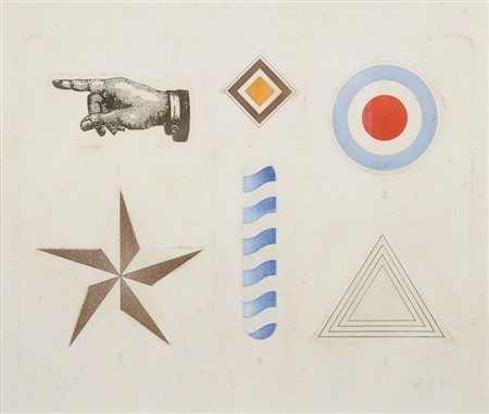 Lucio Del Pezzo 1933 "Forme" cm. 50x70 - litografia a colori Firmato b. a d....