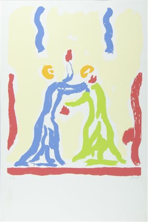 Virgilio Guidi Roma 1891-Venezia 1984 "Incontro" cm. 60x40 - litografia a...