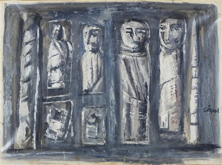 Mario Sironi Sassari 1884-Milano 1961 "Composizione con figure" (1949 c.ca)...
