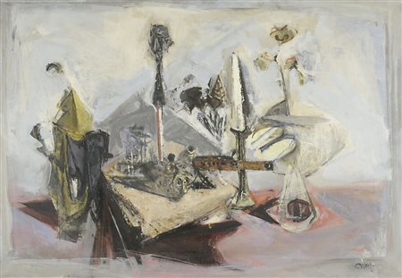 Andrè Civet 1911-1961 "Natura morta con strumenti musicali" cm. 82x116 - olio...