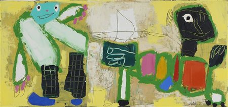 Gianfranco Asveri 1948 "Il bruco" cm. 24x50 - tecnica mista su carta su...