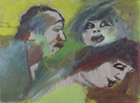 Mino Maccari Siena 1898 Roma 1988 "Trio" cm. 18x24 - olio su cartone telato...