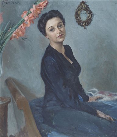 Paolo Ghiglia Firenze 1905-Roma 1979 "La bellezza" cm. 95x80 - olio su tavola...