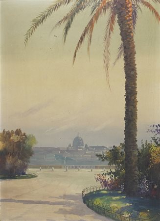 Pittore primi '900 "Veduta di Roma" cm. 58x42 - olio su tela