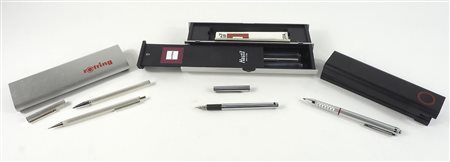 Lotto di 4 penne, alcune in argento tra cui una Aurora.