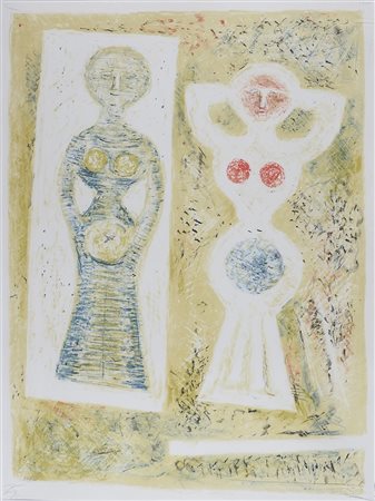 Massimo Campigli 1895-1971 "Figure femminili" cm. 70x50 -litografia a 6...