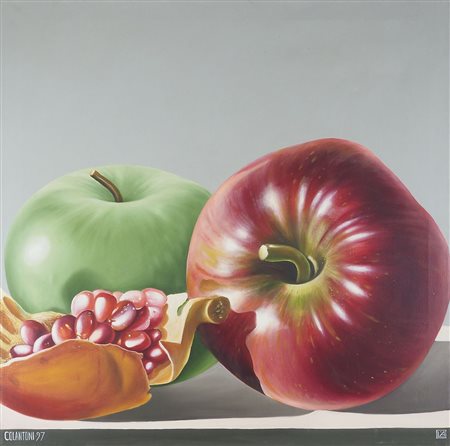 Domenico Colantoni 1957 "Natura morta con melograno" cm. 100x100 - olio su...