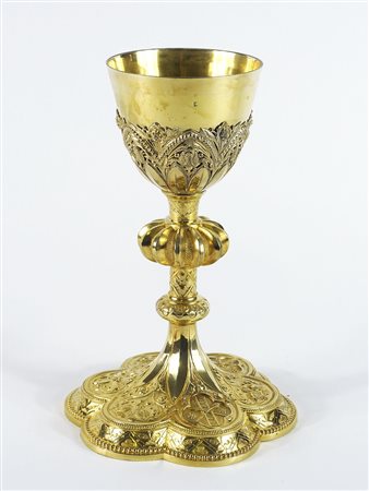 Calice in argento dorato 925 finemente lavorato a sbalzo. Francia dal 1838 al...