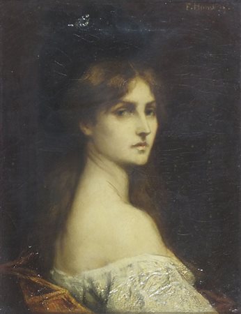 Ferdinand Humbert 1842-? "Ritratto di donna" cm. 34x26 - olio su tela