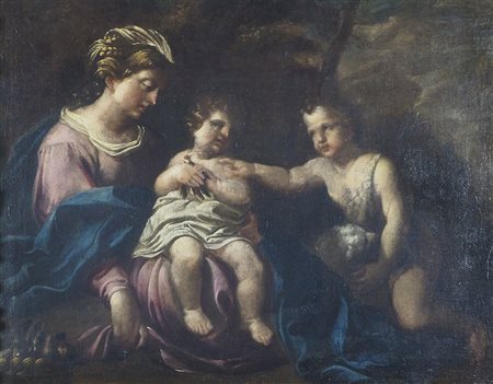 Maestro dell'Italia centrale "Madonna con bambino e S. Giovannino" cm. 54x68...