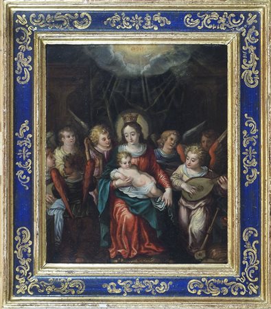 Ambito di Hans Rottenhammer 1564-1625 "Madonna con bambino e angeli...