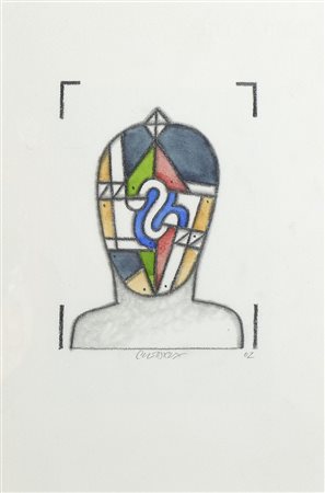 Bruno Chersicla 1937-2013 "RDM Beppe Callavini" cm. 28x19 - matite colorate...