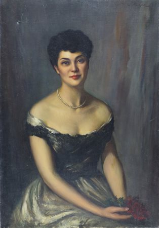Walter Falzari 1911-1998 "Gentildonna" cm. 100x70 - olio su tela Firmato alto...