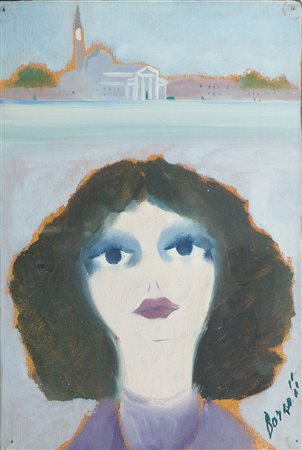 Renato Borsato (?) Venezia 1927-2013 "Ragazza a Venezia" cm. 30x20 - olio su...