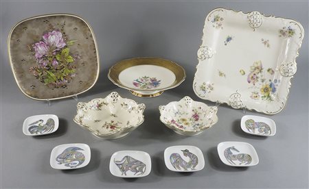 Rosenthal: lotto di vari piatti in porcellana policroma.
