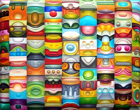 Raffaele Iommi 1953, Porto San Giorgio (Fm) - [Italia] Simboli olio su tela...