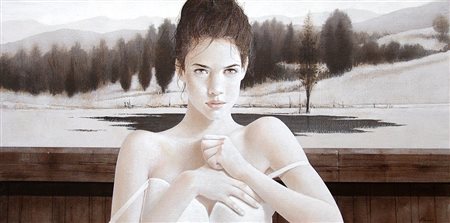 Morena Marini 1967, Teramo (Te) - [Italia] Il lago ghiacciato olio su tela...