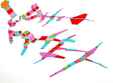 Achille Perilli 1927, Roma (Rm) - [Italia] Il geometrico dissoluto litografia...