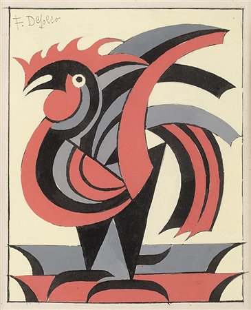 Fortunato Depero (Malosco 1892 - Rovereto 1960)"Il gallo" 1952tecnica mista...
