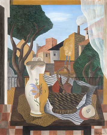 Renato Paresce (Carouge 1886 - Parigi 1937)"Natura morta" 1926olio su telacm...