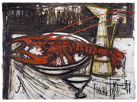 Bernard Buffet (Parigi 1928 - Tourtur 1999)"Homard et Broc" 1958olio su...