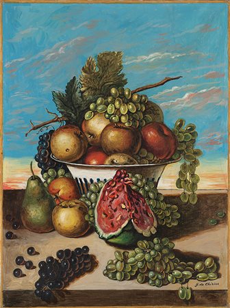 Giorgio de Chirico (Volos 1888 - Roma 1978)"Natura morta di frutta" metà anni...