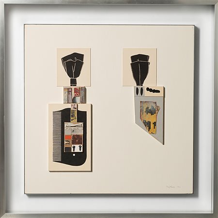 Ray Johnson (Detroit 1927 - 1995)"Hair Bow Comb" 1966collage di carta e legno...