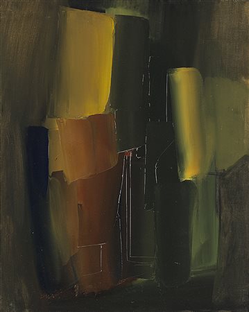 Alfredo Chighine (Milano 1914 - Pisa 1974)"Composizione giallo, verde, rosa"...