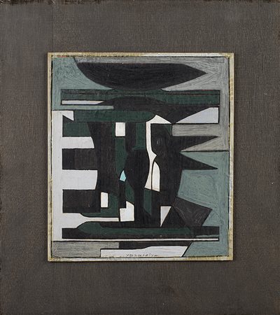 Victor Vasarely (Pecs 1906 - Parigi 1997)"Prividje" 1952olio su tavola...