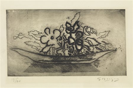 Georges Braque, Argenteuil 1882 - Parigi 1963, Corbeille de fleurs, 1951,...