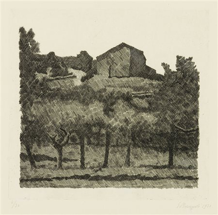 Giorgio Morandi, Bologna 1890 - 1964, Paesaggio di Grizzana, le Lame, 1931,...