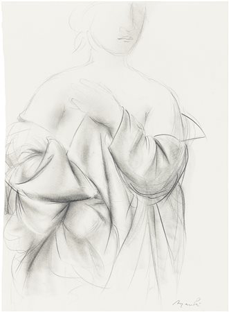 Giacomo Manzù, Bergamo 1908 - Ardea (Roma) 1991, Figura, Matita su carta, cm....