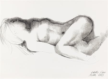 Emilio Greco, Catania 1913 - Roma 1995, Nudo, 1983, China su carta, cm....