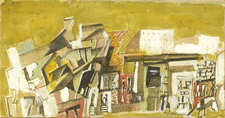 Mario Sironi, Sassari 1885 - Milano 1961, Composizione, Tempera su carta...