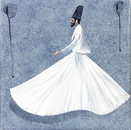 Aldo Mondino, Torino 1939 - 2005, Senza titolo, Olio su linoleum, cm. 40x40,...