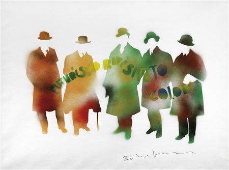 Mario Schifano, Homs 1934 - Roma 1998, Senza titolo, 1977, Spray su tela, cm....