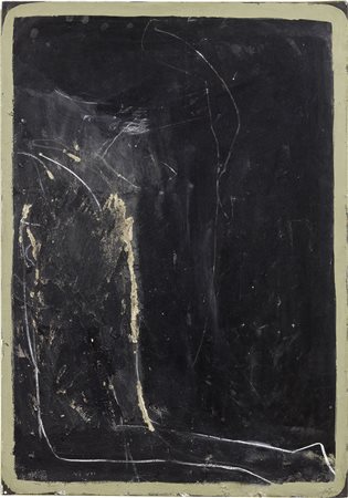 Antoni Tàpies, Barcellona 1923 - 2012, Negro lacerado con el borde ocre,...
