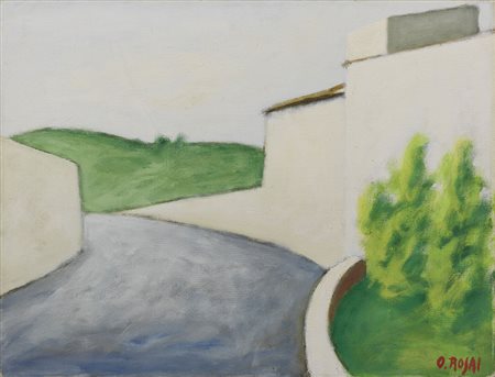 Ottone Rosai, Firenze 1895 - Ivrea (To) 1957, Strada e casa bianca, (1956),...