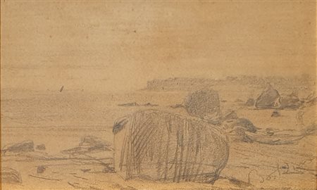 BOLDINI GIOVANNI (1842 - 1931) Marina a Castiglioncello, (1910) Matita su...