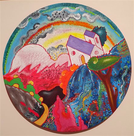 ALINARI LUCA (1943 - 2019) Senza titolo Olio su tela su tavola diam. 30 cm...