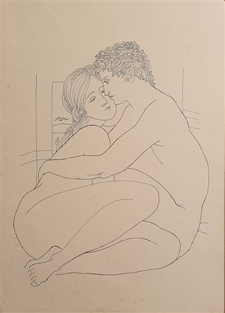 ANONIMO Amanti e figure Copia di disegni china su carta 70x50 cm
