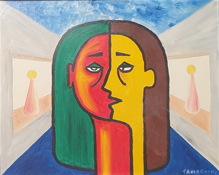 TAMAGNINI PRIMO (1936) Visita ai negozi, 1974 Olio su tela 45x55 cm Firma in...