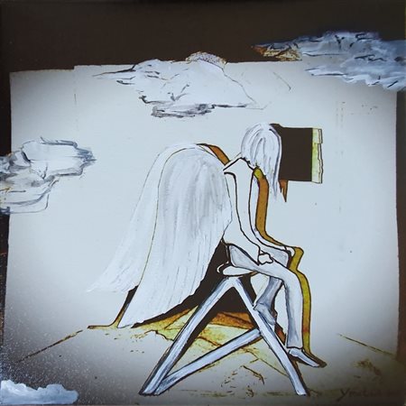 MANICARDI SIMONETTA (1960) L'errante, 2018 Tecnica mista su tela 30x30 cm...