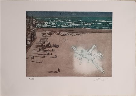 FIRMA MANOLO Icaro e le ali? Acquatinta 35x50 cm Firma in basso a destra e...