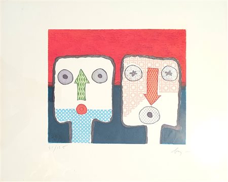 BAJ ENRICO (1924 - 2003) Figure Acquatinta e flocages su carta 50x70 cm...