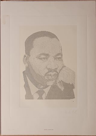 DE FRANCESCHI SERGIO Martin Luther King Incisione Foglio cm 70x50 Firma e...