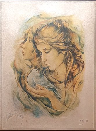 RAVENDA TULLIO (1928) Messaggero di pace, 1985 Multiplo su lastra 18x24 cm...