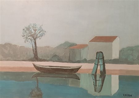 NEZZO VIRGILIO Canali Olio su tavola 50x70 cm Firma in basso a destra